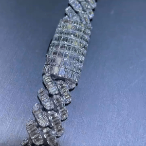 Cadena clásica de Plata de Ley 925 personalizada con diamantes helados, nueva moda, cadena de 18 mm con diamantes blancos, cadena de estilo Hip Hop Unisex - Product Image 3