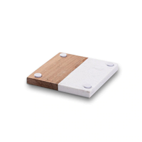 AZ ENTERPRISES AZE-356i Posavasos de Resina de Madera Natural Sólida, Rectangulares, con Acabado Epoxi Pulido a Mano, Resistentes al Agua y Duraderos