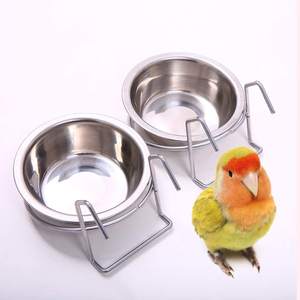 Wholesale Manufacturer Custom Logo <b>Portable</b> Petware Stainless Steel Pure Silver Birds Coop Cup Water Feeder <b>Bowl</b> for <b>Dogs</b> - Product Image 1