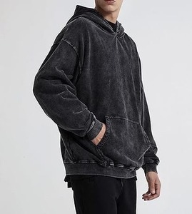 De lujo de peso pesado 500gsm Terry algodón Fade Stone Washed Pullover Hombres Sudaderas con capucha de gran tamaño de impresión personalizada Logo Wash Acid Men Hoodies - Product Image 3