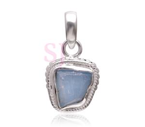 Colgante de Plata de Ley 925, Diseño Único, Gema de Aguamarina Natural, Hecho a Mano, Forma Original, Chapado en Oro, Clásico para Fiestas - Product Image 1