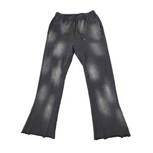 OEM 100% Pantalon uni lourd de haute qualité, jambe large, vintage, lavé à l'acide, délavé, en coton, pour hommes, pantalon de survêtement personnalisé. - Product Image 3