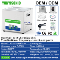 Nettoyeur ultrasonique électrique de laboratoire de dernière génération, 25 50 80 120 kHz, numérique, haute puissance, réservoir de 15 L, utilisation en laboratoire