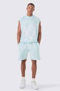 Dernier modèle Ensemble débardeurs et shorts sérigraphiés surdimensionnés au design personnalisé Vêtements de gym et d'entraînement Débardeurs et shorts de plage respirants pour hommes - Product Image 5