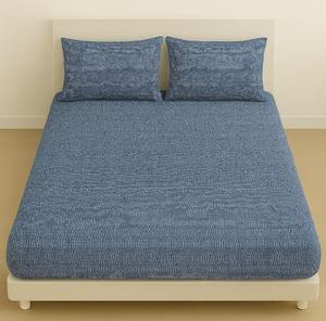 Sinada Home Tissu tissé à 57 fils à rayures ovales de couleur bleue unique Feuille élastique et taie d'oreiller de profondeur de 25 cm - Product Image 1