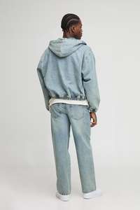 Gran oferta, chaquetas de mezclilla lavadas de estilo clásico Unisex con cremallera corta con hombro pequeño, chaqueta vaquera de moda con logotipo personalizado caído - Product Image 3