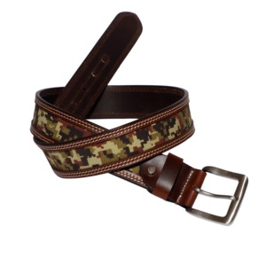 Hot Selling Men's Classic Vintage Cow Hide Canvas Custom Length Fashionable Business/Casual Belts Genuine Leather Brass Buckle - Product Image 1