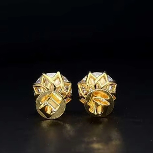 Pendientes de tuerca finos de diamante cultivado en laboratorio de corte clásico con estilo Unisex, oro rosa amarillo blanco de 18 quilates, a la moda para fiesta de aniversario de boda - Product Image 6