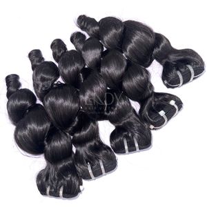 Juego de paquetes de Color negro con punta hinchable de pelo crudo de buena calidad con Frontal para hacer pelucas 2025 - Product Image 3