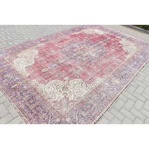 Alfombra Turca Extra Grande de 9.4x11.9 pies, Alfombra de Lana Vintage con Diseño de Camuflaje Rojo - Product Image 2