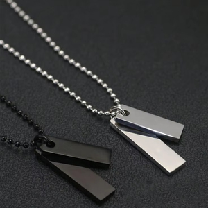 Colgante inicial para hombre, collar sencillo informal, colgante de barra Vertical geométrica gruesa, cadenas de acero inoxidable - Product Image 1