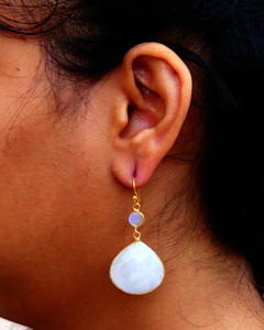 Colgante de moda 925 plata esterlina blanco Arco Iris piedra preciosa clásico mujeres desgaste chapado en oro conjunto de pendientes - Product Image 6