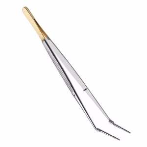 Pinzas Meriam profesionales de acero inoxidable, alicates de algodón medio dorado con puntas en ángulo, fuente de alimentación Manual, calidad quirúrgica - Product Image 4