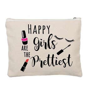 Bolsas de maquillaje, bolsa de viaje para cosméticos, bolsa de sublimación de alta calidad, lienzo de serigrafía ecológico de lino y algodón en blanco - Product Image 4