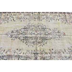 Alfombra de 5.8x9.4 pies, Alfombra Turca Vintage, Alfombra Oriental Blanca de Lana - Product Image 4