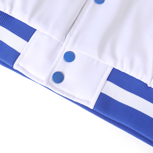 Veste bomber unisexe bleu et blanc, style universitaire, printemps, imperméable, coupe-vent, réversible, vêtements d'extérieur, broderie personnalisée, classique - Product Image 3