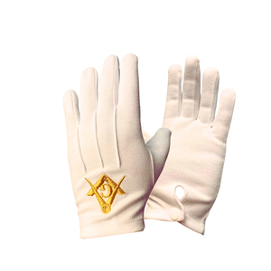 Guantes Masónicos para Hombre, Estilo Ceremonial Blanco Formal, Adecuados para Rituales Masónicos, Reuniones de Logia, Eventos y Uso Oficial de Uniforme - Product Image 2