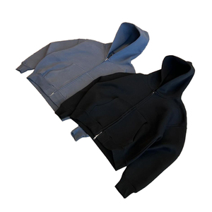 Conjunto de pantalones acampanados con capucha y hombros caídos al por mayor personalizado conjunto de chándal con cremallera doble de gran tamaño de peso pesado Vintage para hombre - Product Image 3