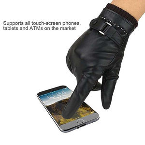<b>Women</b> Vintage Winter <b>Leather</b> <b>Gloves</b>-Touch Screen Eco-Friendly Outdoor Warm Safety Bike Wear <b>Gloves</b> Needle Detection Driving - Product Image 2