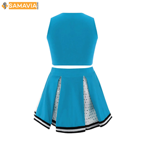 SNG ชุดยูนิฟอร์มเชียร์ลีดเดอร์เสื้อแขนกุดผ้าสแปนเด็กซ์สีขาวกางเกงขาสั้น100% โพลีเอสเตอร์สำหรับใส่ในโรงเรียนใหม่เชียร์ลีดเดอร์ออกแบบโลโก้ได้ตามต้องการ - Product Image 4