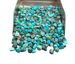 Collection de 50 pierres précieuses de chrysocolle naturelle, pierres brutes non traitées, coupées à la main, minuscules, brillantes, pour la fabrication de bijoux, perles de 6 mm, troisième qualité - Product Image 1