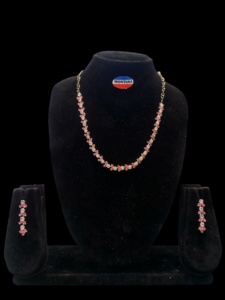 Mode élégant en acier inoxydable Vintage femmes bijoux étincelants collier et boucle d'oreille ensemble cadeau de fête de mariage - Product Image 3