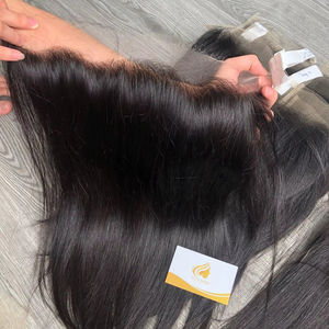 Venta al por mayor pelo vietnamita HD peluca con encaje frontal cabello humano no Remy encaje completo máquina recta doble trama 100g 13x6 para - Product Image 1