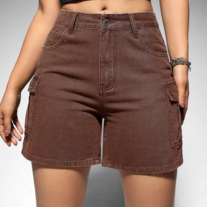 Pantalones cortos de mezclilla con lavado ácido de cintura alta de verano para mujer, pantalones calientes azules, nuevos y elegantes pantalones holgados de talla grande OEM al por mayor 2026 - Product Image 1