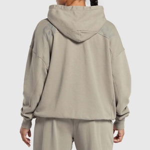 Solid Color Light <b>Weight</b> 100% Cotton Breathable Zip Sweatsuit Set Women <b>Stand</b> Front Heavyweight Winter Sporty Hoodie Jogger - Product Image 2