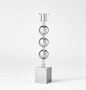 Classic Wide-Base <b>Taper</b> Aluminium Polished Silver <b>Candle</b> Holder with Elegant Flared Stem for Table & Home Decor - Product Image 4