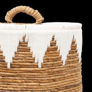 Cesta de jacinto de agua con adornos de tela, cesta de almacenamiento hecha a mano, venta al por mayor, ecológica, hecha en Vietnam - Product Image 3