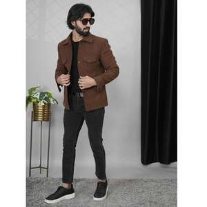 Indian Exporter Brown <b>Velvet</b> <b>Blazer</b> Elegant Professional Jacket For Weddings And Office Available At Discounted Price - Product Image 1
