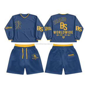 Ropa Urbana, 100% Algodón, Buena Calidad, Verano, Personalizada, Camiseta y Pantalones Cortos de Algodón para Hombre, Conjunto de 2 Piezas - Product Image 1