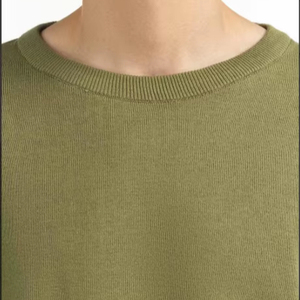 เสื้อสเวตเตอร์แขนยาวของผู้ชายผ้าฝ้าย100% คอลูกเรือสีพื้นแบบลำลองแบบปกติ - Product Image 4