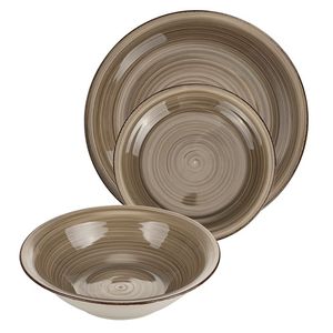Set di Stoviglie in Gres Grigio Lipari da 3 Pezzi, Design Minimalista, Lavabile in Lavastoviglie, Piatti in Ceramica - Product Image 1