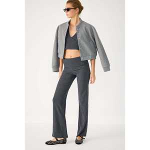 Pantalones de Campana Otoñales, Cintura Elástica, Texturizados, de Cintura Alta, Estilo Casual, Transpirables, Talla XL, Color Lavado, Decoración Arrugada - Product Image 3