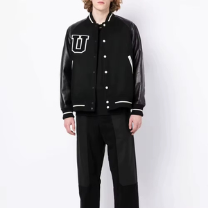 Chaqueta universitaria clásica ligera para hombre con forro de lona suave de retazos de chenilla icónica con logotipo frontal, carcasa exterior cómoda - Product Image 5