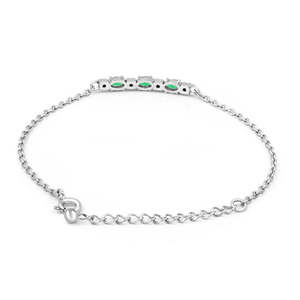 Pulsera Lineal Zarkan Plateada con Patrón Geométrico a Cuadros Verdes, Baño de Rodio, Diseño Clásico y Moderno con Corte Esmeralda, Ideal para Uso Religioso - Product Image 6