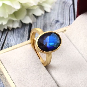 Anillo bohemio de Plata de Ley 925 para mujer, zafiro de imitación, ajuste de bisel clásico, regalo de aniversario para fiesta de boda a granel - Product Image 5