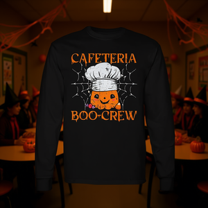 <b>Halloween</b> Boo-Crew Long Sleeve <b>T</b>-<b>Shirt</b> for School Cafeteria <b>Ladies</b> Promotional Product - Product Image 2