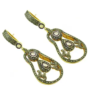Women's Teardrop <b>Earrings</b> with Diamonds Gold Plating <b>Fine</b> Jewelry - Product Image 1