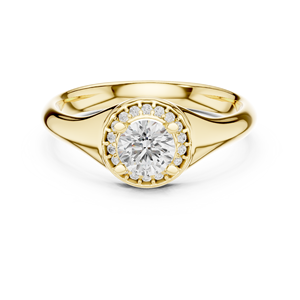 Bague de fiançailles en diamant halo taille ronde avec sertissage classique à griffes |   Bijoux de mariée sur mesure de la meilleure qualité - Product Image 6