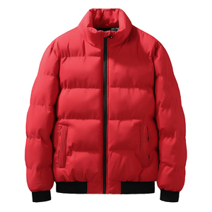 Veste matelassée pour hommes personnalisée OEM col montant d'hiver en laine fermeture éclair résistant à l'eau et au vent en nylon lavé techniques - Product Image 1