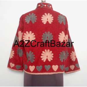 Chaqueta Cotrise A2ZCraftBazar, Bordado Vintage, Cuello Mao, Corte Regular, Transpirable, Ecológica, Forro de Algodón para Todas las Temporadas - Product Image 6
