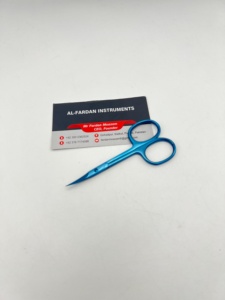 Ciseaux à ongles à lame courbée pour la coupe des cuticules, couleur bleu plasma, acier haute teneur en carbone, logo personnalisé, outils de manucure et pédicure. - Product Image 6