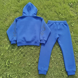 ชุดวอร์มพิมพ์ลายโลโก้แบบกำหนดเอง ประดับด้วยคริสตัล ผลิตจากโรงงาน ชุดวอร์มผู้ชายสไตล์วินเทจฟอกสีซีดแบบทำเอง - Product Image 2