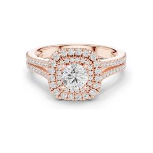 Bague de fiançailles halo en diamant de laboratoire 1,306 CT pour femme, clarté VVS-VS EF, or 18 carats, 14 carats, 10 carats et argent 925, rose, jaune - Product Image 3