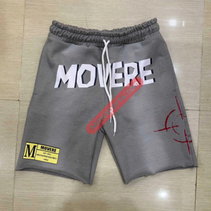 Custom Grey Sweat <b>Shorts</b> 100% Cotton Eco-Friendly Sun Faded Wash Effect Chenille Embroidery Solid Pattern Low Price Screen - Product Image 1