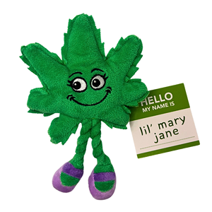 Lil' Mary Jane, adorable peluche parodique en forme de feuille de cannabis avec herbe à chat, jouet pour chat et peluche décorative pour étagère, 6 pouces - Product Image 5