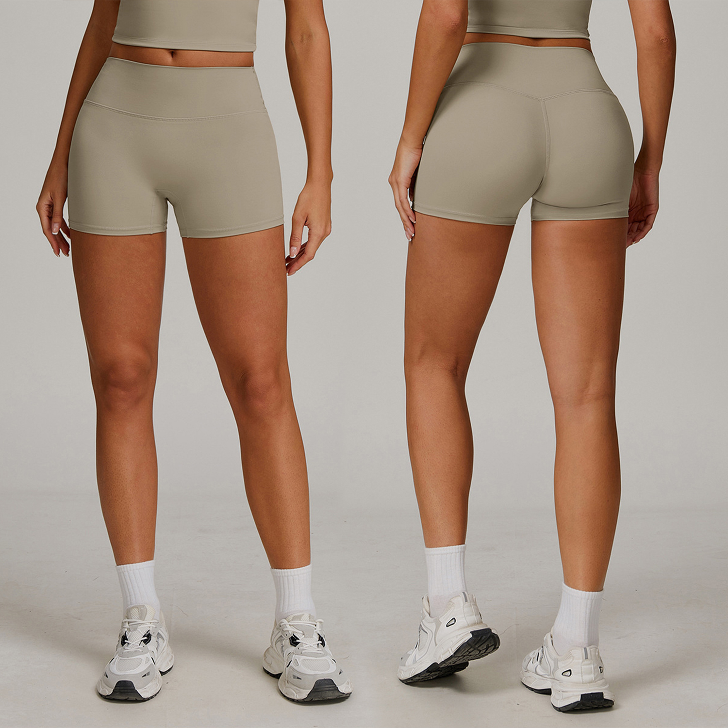 Women's High Waist Elastic Waist Yoga Shorts Solid Pattern Fitness Pants for Running Sports Wear Size XL Sanding Tight Pants